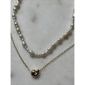 Madewell Two Pack Pearl Shell Necklace Set Dainty Beachy Coastal Mermaid